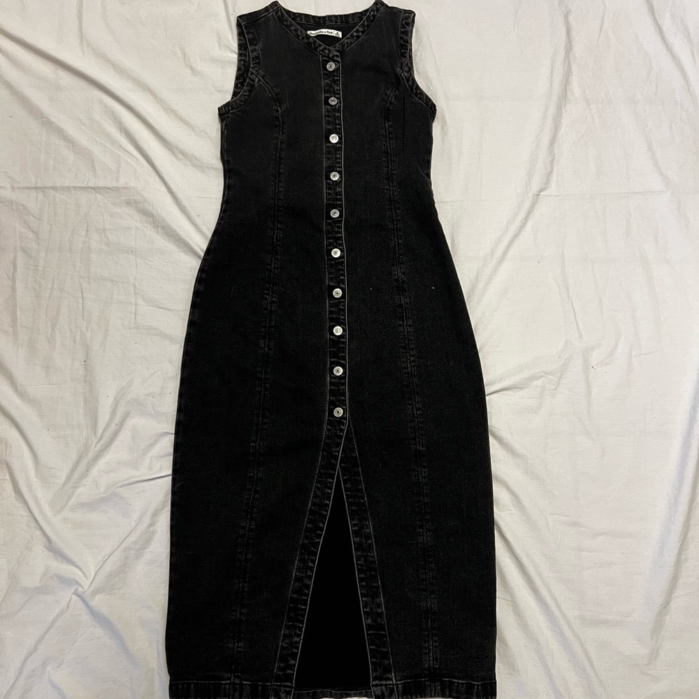 Abercrombie and finch Black Denim Button-Down Dress - Picture 2 of 7